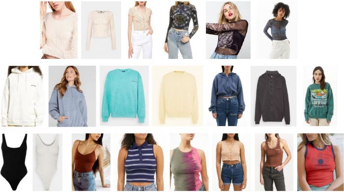 Urban Outfitters wholesale apparel store stock TOPS 50pcs